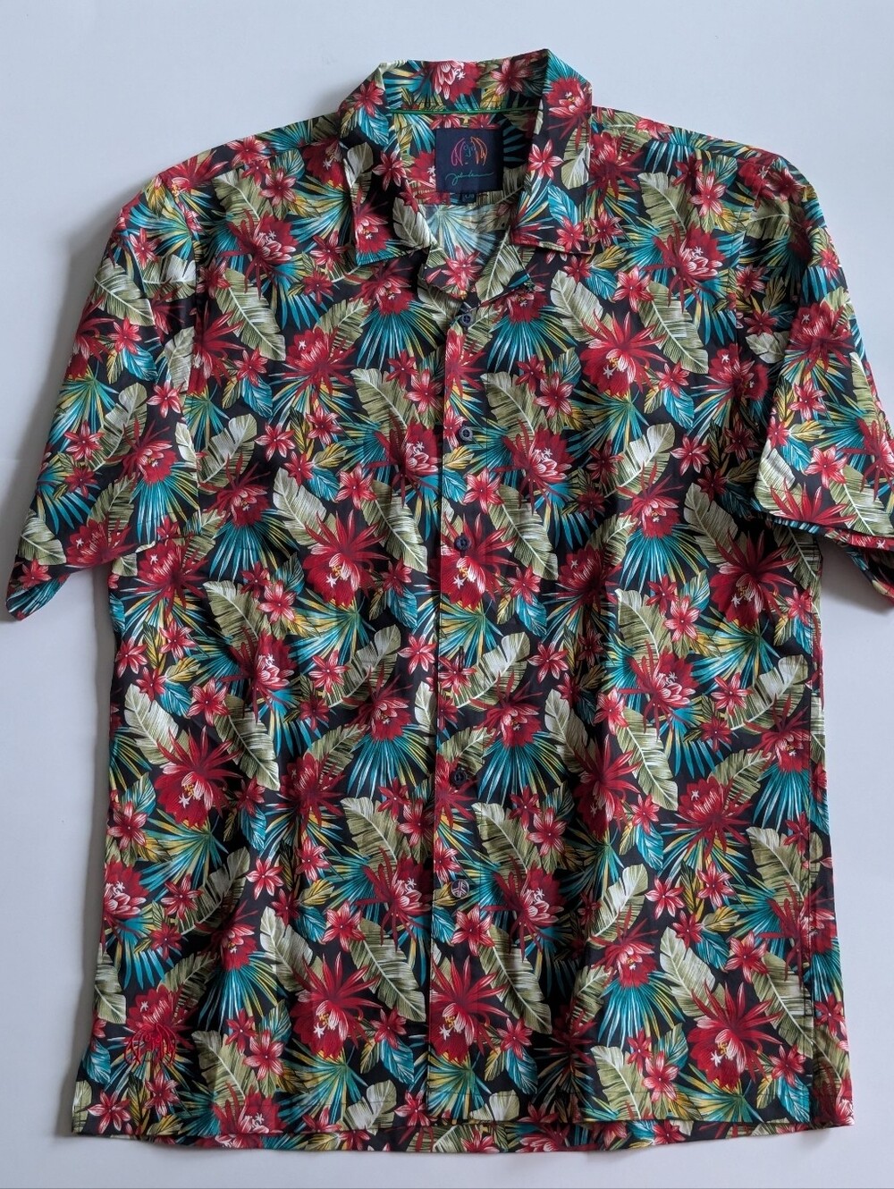 John Lennon Tropical Floral Cotton Linen Short Sleeve Button-Down Shirt - Men's